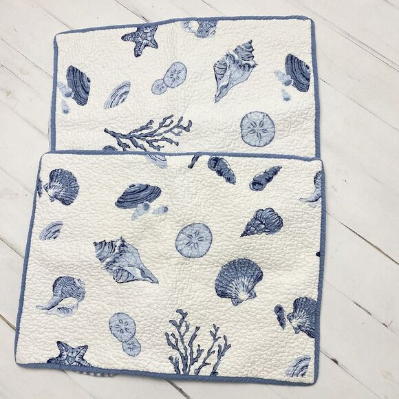 Sigrid Olsen Pillow shams 2 PC Standard Sz COASTAL Sea Shells Under The Sea - Picture 1 of 6